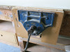 8' x 4' Timber Workbench with Fitted Record Wood Vice & Shelves Under. - 2