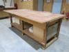 8' x 4' Timber Workbench with Fitted Record Wood Vice & Shelves Under.