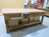 8' x 4' Timber Workbench with Fitted Record Wood Vice & Shelves Under. - 3