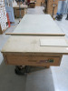 10' x 4' Timber Workbench with Fitted Record Wood Vice & Shelves Under. - 4