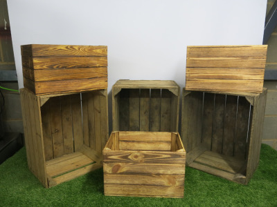 6 x Assorted Sized Wooden Crates to Include: 3 x H30 x W50 x D40cm & 3 x H24 x W40 x D29cm.