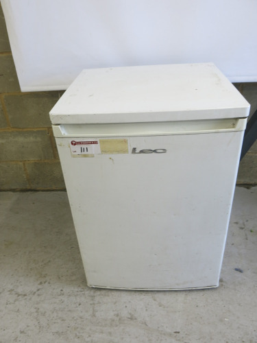 LEC Single Door Under-Counter Refrigerator, Model R6014W, S/N 71200716. Size H86cm, W60cm & D58cm.
