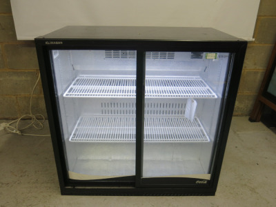 Klimasan Illuminated 2 Sliding Door Back Bar Chiller, Type Midi Cooler, Size H88 x W88 x D50cm.