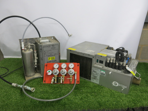 Lot of Beverage Dispense Equipment to Include: 1 x Mulitplex Optima 7 Shelf Cooler, Model 02-1307-01. Size H27cm, W61cm & D38cm & 1 x Multiplex Ambi-Carb S&T Carbonator, Model 08-0103-05. Size H37 x W35 x D15cm.