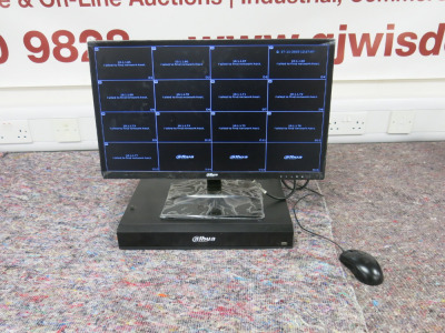 Lot Consisting of, 1 x Alhua 22" LCD Monitor, Model DHI-DHL22-F600-S, with Power Supply & 1 x Alhua Network Video Recorder, Model DHI-NVR4216-16P-I, with Power Supply.