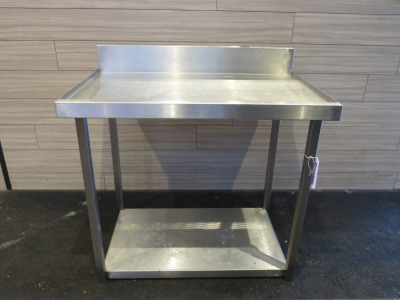 Stainless Steel Prep Table wit Part Splash Back & Shelf Under. Size H77 x W90 x D60cm.