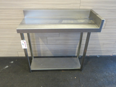 Stainless Steel In Fill Table with Part Splash Back & Shelf Under. Size H76 x W40 x D95cm.