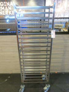 Tournus Equipment Stainless Steel Mobile 20 Tray/Pan Rack. Size H180 x W40 x D60cm.