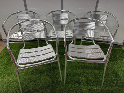 Lot Consisting of 5 x Lightweight Aluminium Outdoor Chairs & 2 x 60x60cm Aluminium Tables.