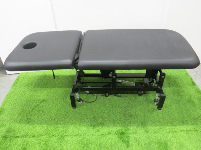 2 Section Electric Treatment Couch in Black, Size .NOTE: missing ram.