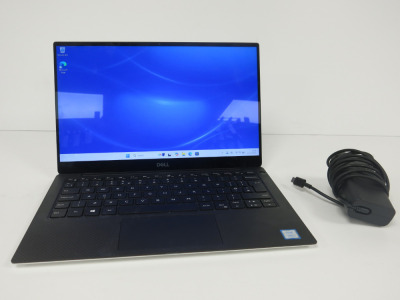 13" Dell Laptop, Model XPS 13 9380, Intel Core i7, 16GB RAM, 477GB Storage, Running Windows 11 Home, with Power Supply.
