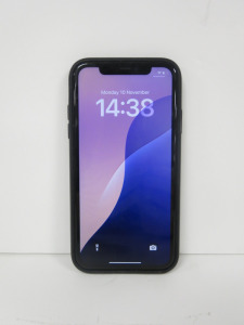 Apple iPhone 11 , Model MHDA3B/A, 64GB Storage, in Charcoal Grey, with Black Case.