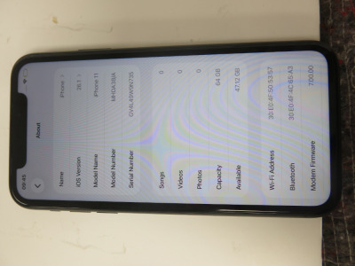 Apple iPhone 11 , Model MHDA3B/A, 64GB Storage, in Charcoal Grey.