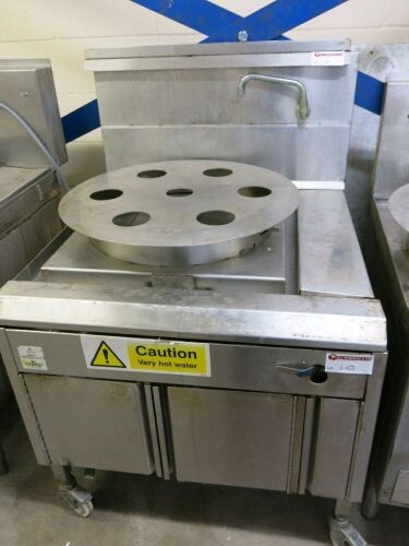 Far East Stainless Steel Gas Dim Sum Steamer on Wheels, Model CESTB, S/N J2209944. Size H125 x W90 x D100cm.
