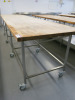 Mobile Stainless Steel Frame & Wood Worktop Workstation. Size H89 x W346 x D91cm. - 2