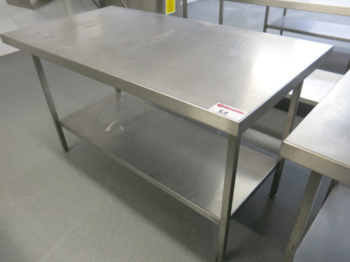 Stainless Steel Prep Table with Shelf Under. Size H87 x W150 x D80cm.