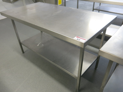 Stainless Steel Prep Table with Shelf Under. Size H87 x W150 x D80cm.