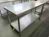 Mobile Stainless Steel Prep Table with Shelf Under. Size H90 x W150 x D65cm.