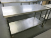 Mobile Stainless Steel Prep Table with Shelf Under. Size H90 x W150 x D65cm. - 2