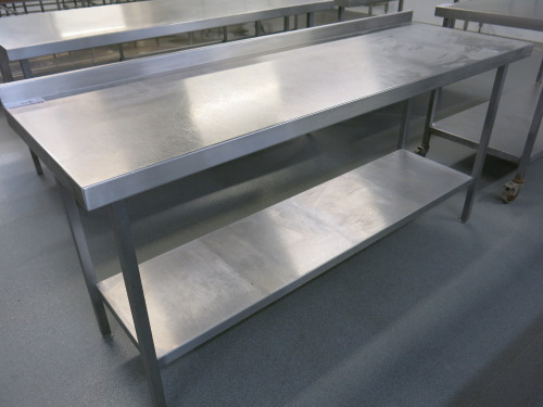 Stainless Steel Prep Table with Shelf Under & Splashback. Size H85 x W180 x D50cm.