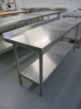 Stainless Steel Prep Table with Shelf Under & Splashback. Size H85 x W180 x D50cm. - 2