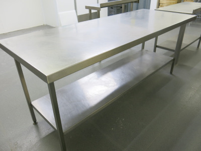 Stainless Steel Prep Table with Shelf Under. Size H87 x W210 x D80cm.