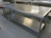 Stainless Steel Prep Table with Shelf Under. Size H87 x W210 x D80cm. - 2