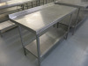 Stainless Steel Prep Table with Shelf Under & Splashback. Size H85 x W120 x D60cm.