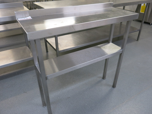 Stainless Steel Prep Table with Shelf Under & Splashback. Size H92 x W100 x D35cm.