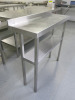 Stainless Steel Prep Table with Shelf Under & Splashback. Size H92 x W100 x D35cm. - 2