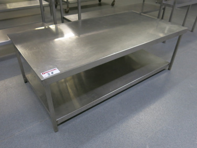 Stainless Steel Prep Table with Shelf Under. Size H50 x W150 x D77cm.