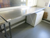 Mobile Stainless Steel Prep Table with Splashback. Size H90 x W240 x D60cm.