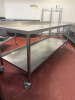 Stainless Steel Mobile Prep Table with Shelf Under. Size H87 x W210 x D78cm. - 3