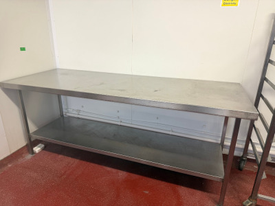 Stainless Steel Prep Table with Shelf Under. Size H87 x W210 x D80cm.