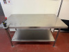 Stainless Steel Prep Table with Shelf Under & Bonzer Can Opener. Size H86 x W150 x D80cm. - 2