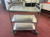 Mobile 3 Tier Stainless Steel Shelf. Size H90cm x W80cm x D50cm.