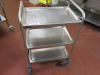 Mobile 3 Tier Stainless Steel Shelf. Size H90cm x W63cm x D40cm. - 2