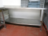 Stainless Steel Prep Table with Shelf Under & Splashback. Size H86cm x W210cm x D80cm. - 2