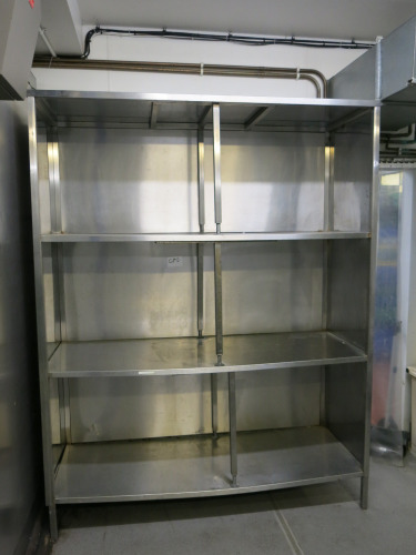 Stainless Steel Open 3 Tier Shelving Unit. Size H218 x W170cm x D64cm.