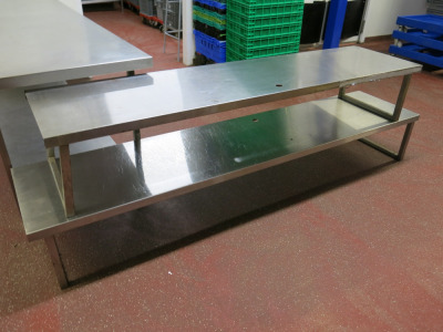 2 x Stainless Steel Worktop Benches to Include: 1 x W200cm & 1 x 230cm.