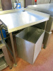 Stainless Steel Infill Prep Table with Shelf Under & Splashback, Comes with Mobile Stainless Steel Bin. Size of Table H89cm x W80cm x D80cm. Size of Bin H66cm x W46cm x D36cm. - 2