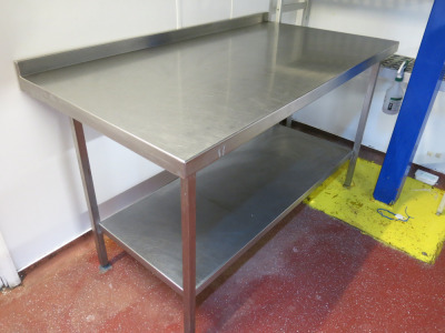 Stainless Steel Prep Table with Shelf Under & Splashback. Size H87cm x W150cm x D80cm.