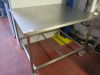 Mobile Stainless Steel Prep Table with Shelf Under. Size H90cm x W120cm x D100cm.