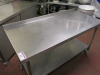 Mobile Stainless Steel Prep Table with Shelf Under & Splashback. Size H88cm x W150cm x D70cm. - 2