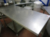 Mobile Stainless Steel Prep Table with Back Panel & Half Shelf. Size H90cm x W150cm x D65cm. - 2