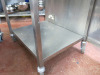 Mobile Stainless Steel Prep Table with Back Panel & Half Shelf. Size H90cm x W150cm x D65cm. - 3