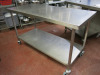Mobile Stainless Steel Prep Table with Shelf Under. Size H90cm x W150cm x D65cm.