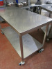 Mobile Stainless Steel Prep Table with Shelf Under. Size H90cm x W150cm x D65cm. - 2