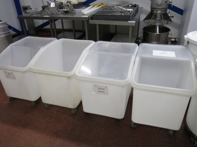 4 x Cambro Mobile Ingredient Bins with Assortment of Lids, Model 18537.