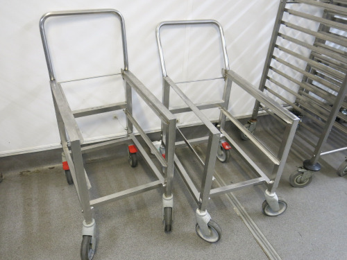 2 x 2 Tier Mobile Stainless Steel Trolley with Folding Handle, Max 30kg.